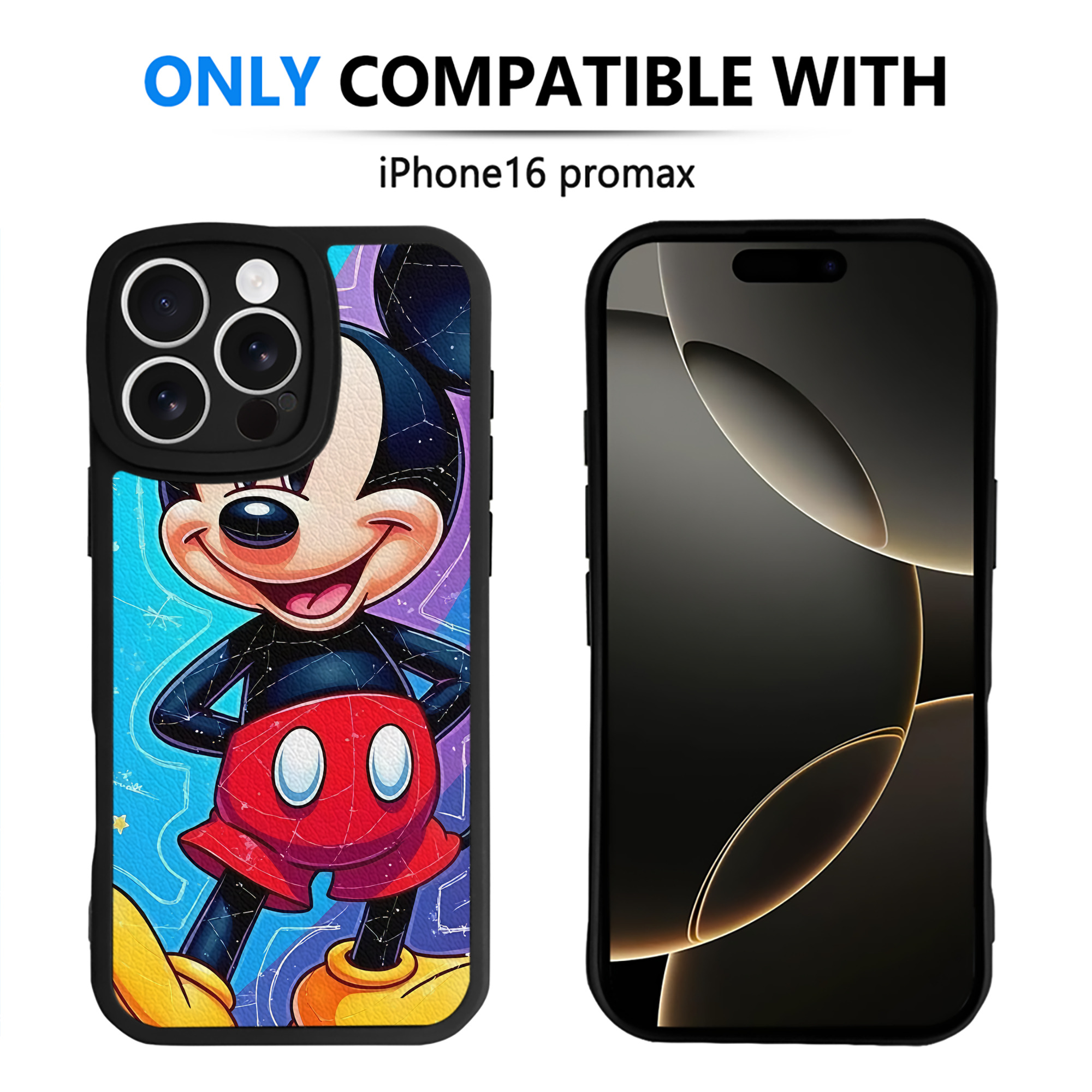 （画像用） ミッキーマウス Mickey Mouse 【iPhone 16シリーズ対応】シリコンスマホケース（レザー調） 材質：シリコン